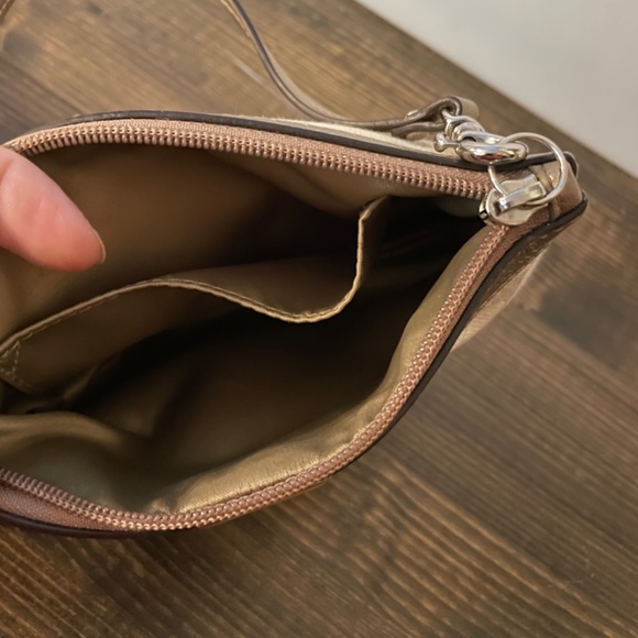 Coach signature tan gold wristlet - Picture 3 of 5